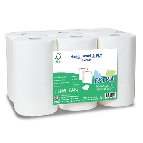 CENCLEAN กระดาษเช็ดมือชนิดม้วน Hand Roll Tissue 1 ชั้น 200 เมตร - Virgin 100%  |  6 ม้วน