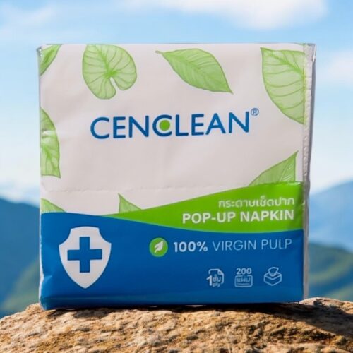 CENCLEAN กระดาษเช็ดปาก Pop-up 1 ชั้น 200 แผ่น/ห่อ - Virgin 100%  |  60 ห่อ/ลัง